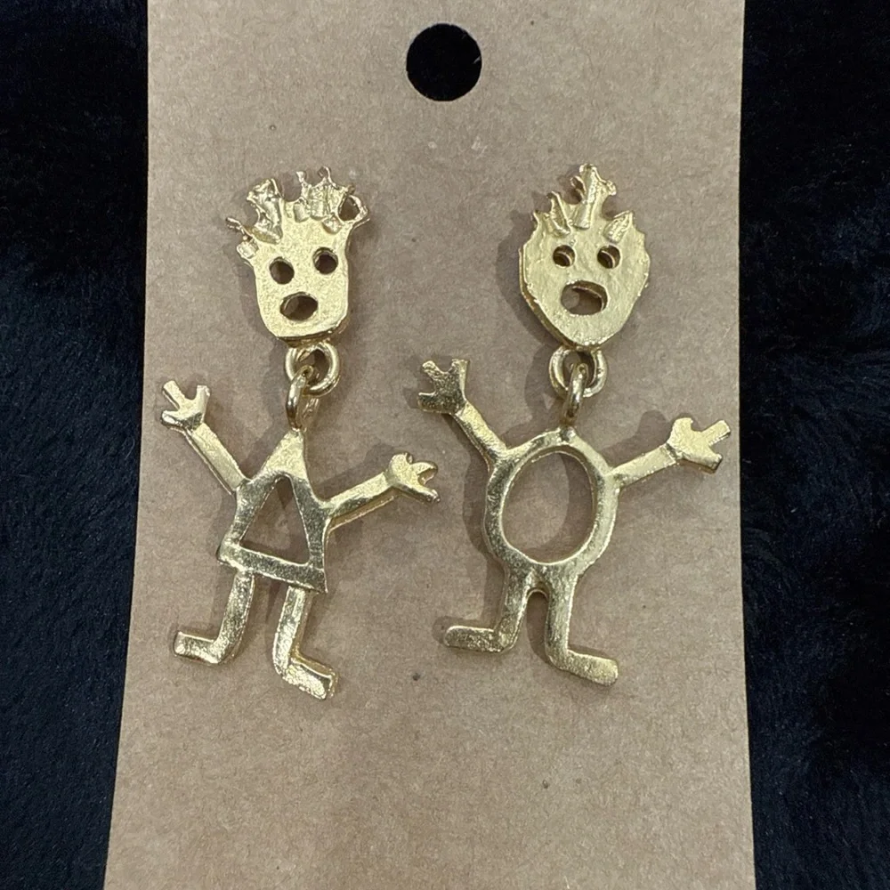 Gold Tone Abstract‎ Boy and Girl